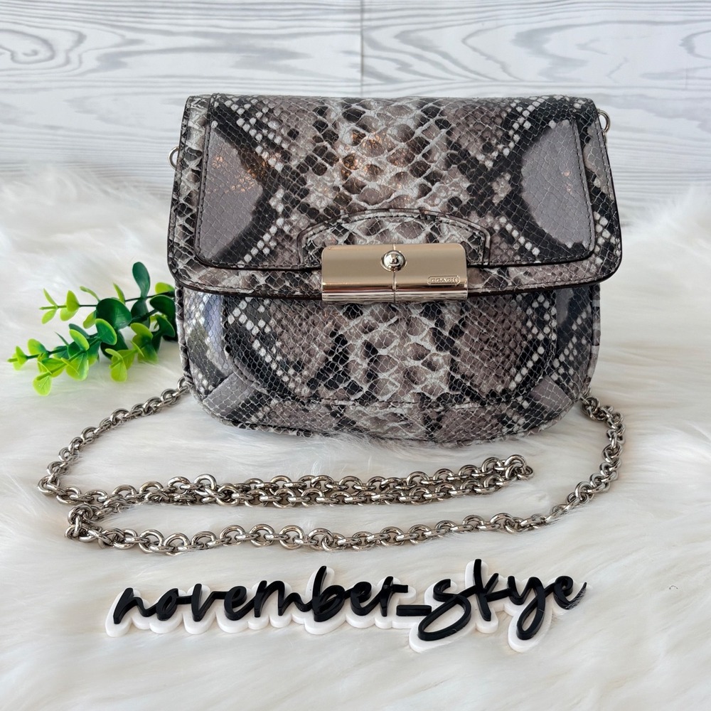 Coach Kristin XS Python Embossed Crossbody Bag With Silver Chain